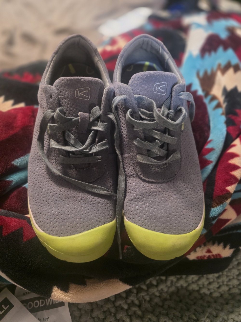 Keen Girls Gray Sneakers with Neon Yellow Toe Caps